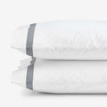Contrast Border Premium Cool Supima® Cotton Percale Pillowcase Set - Pewter, Standard