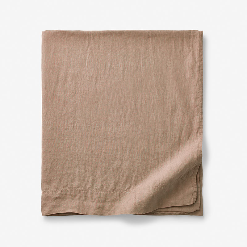 Premium Breathable Washed Linen Solid Flat Bed Sheet - Light Clay, Full