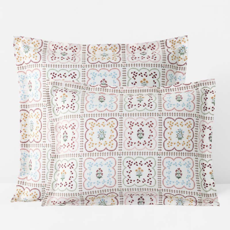 Lottie Classic Cool Cotton Percale Sham - Ivory Multi, Standard