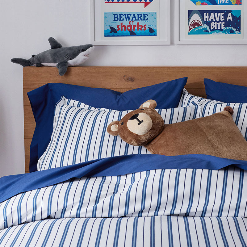 Classic Cool Organic Cotton Percale Solid Bed Sheet Set - Navy, Full