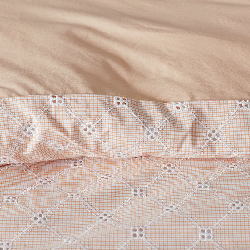 Eyelet Ruffle Classic Cool Yarn-Dyed Cotton Percale Sham - Peach, Standard
