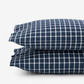 Classic Stripes and Plaids Cool Yarn-Dyed Cotton Percale Pillowcase Set - Windowpane White/Navy, Standard