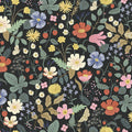 Strawberry Fields Traditional Wallpaper - Black, Roll