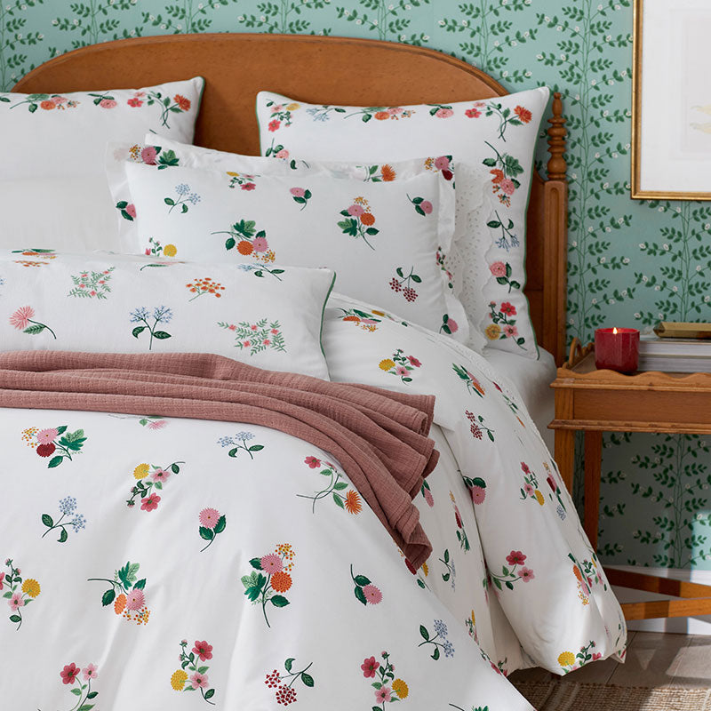 Ditsy Dahlia Classic Cool Cotton Percale Sham - White Multi, Standard