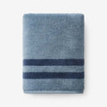 Mirage Aegean Cotton Reversible Stripe Bath Towel - Smoky Blue
