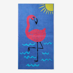 Cotton Terry Beach Towel - Flamingo