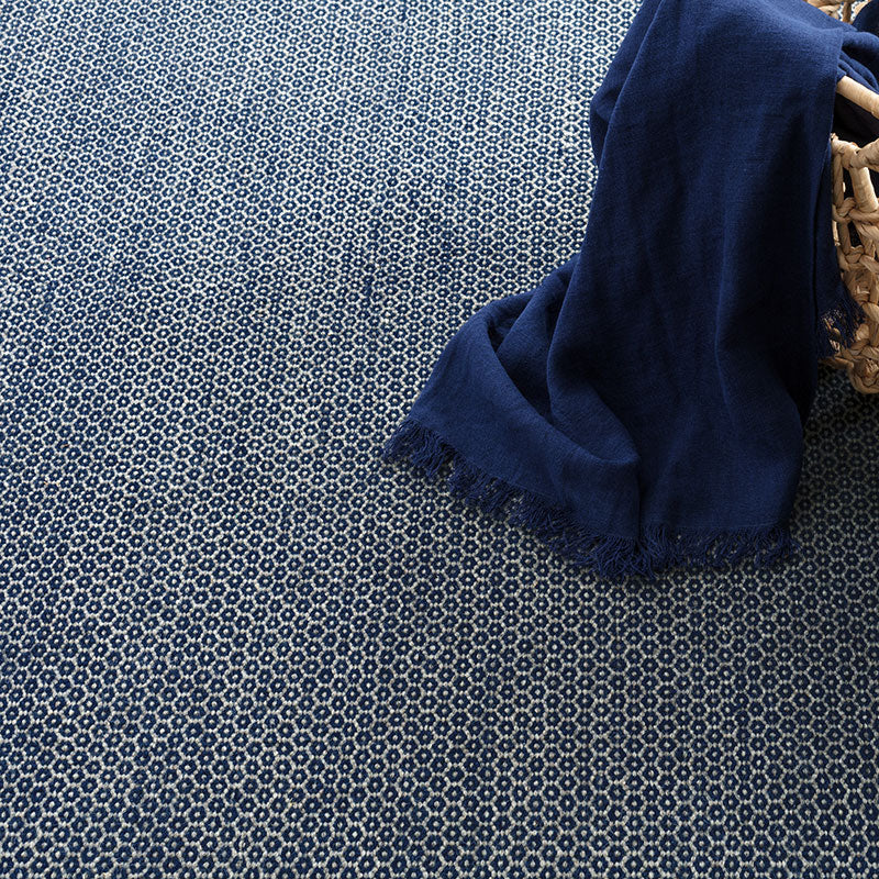 Honeycomb Handwoven Wool Rug - Indigo, 8' Runner