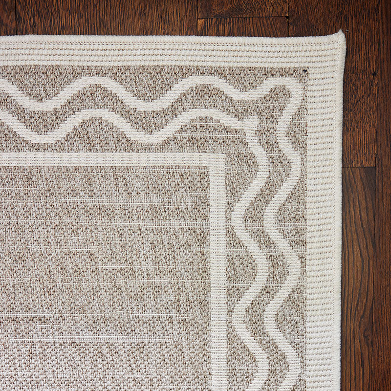 Wave Border Outdoor Rug -  Gray, 5' 3" x 7'