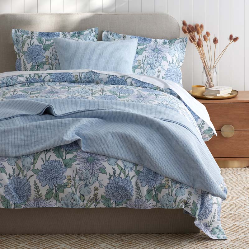 Yarn-Dyed Pencil Stripe Quilted Sham - Blue, King
