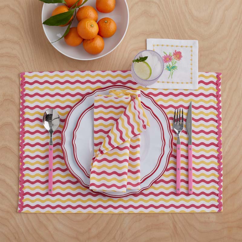 Arienna Wave Napkins, Set of 4 - Pink Multi