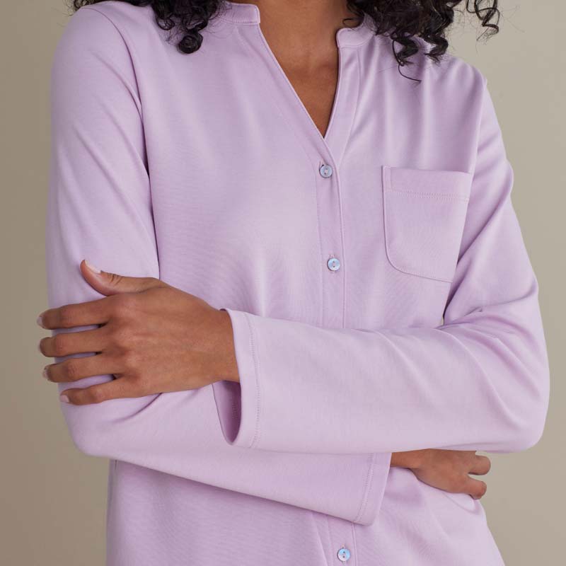 Pima Cotton Women's Button-Down Pajama Set - Dusty Pink, M