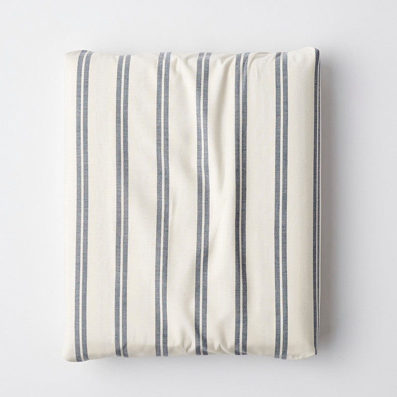 Tailored Stripes and Plaids Classic Cool Cotton Percale Fitted Bed Sheet - Narrow Stripe Navy, Queen