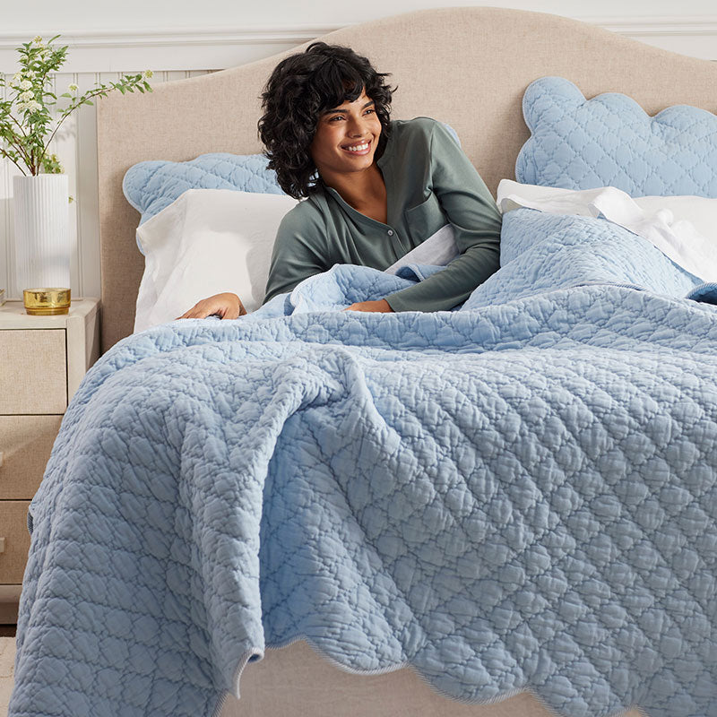 Scallop Quilt - Blue Sea, Twin/Twin XL