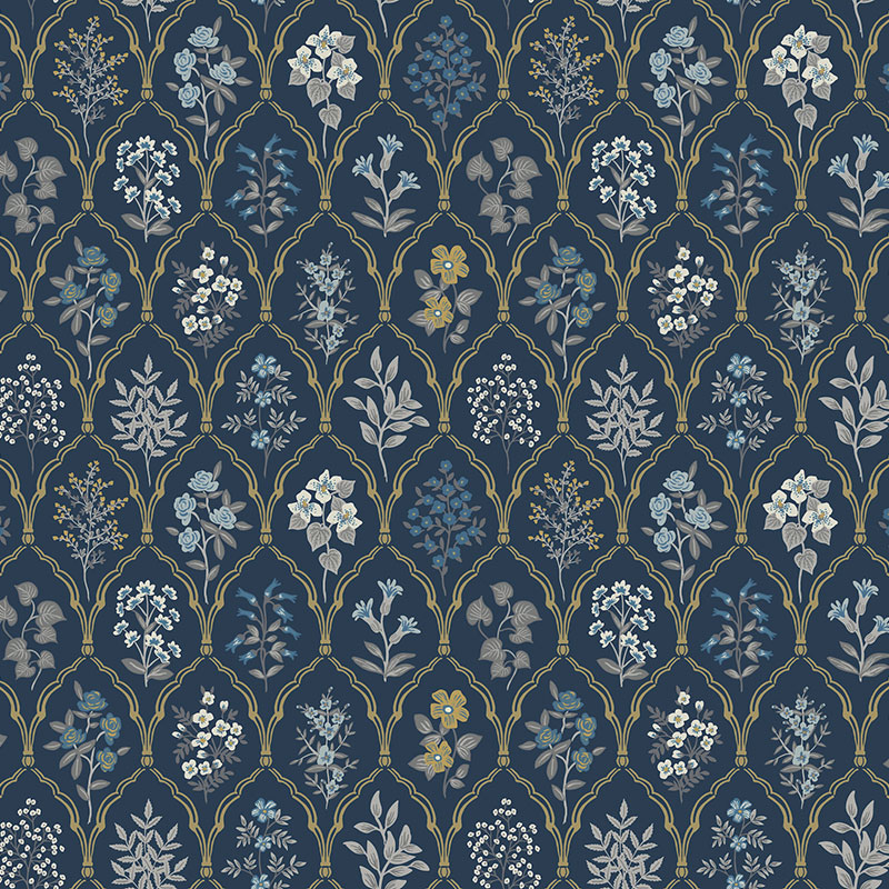 Hawthorne Traditional Wallpaper - Gold, Roll
