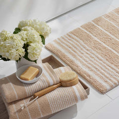 Plush Spa Stripe 6-Piece Bath Set - Light Antique Beige