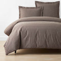 Classic Stripes and Plaids Cool Yarn-Dyed Cotton Percale Duvet Cover - Windowpane Brown, Full