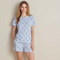 Printed Pima Cotton Women's Shorts Set - Floral Trellis, L