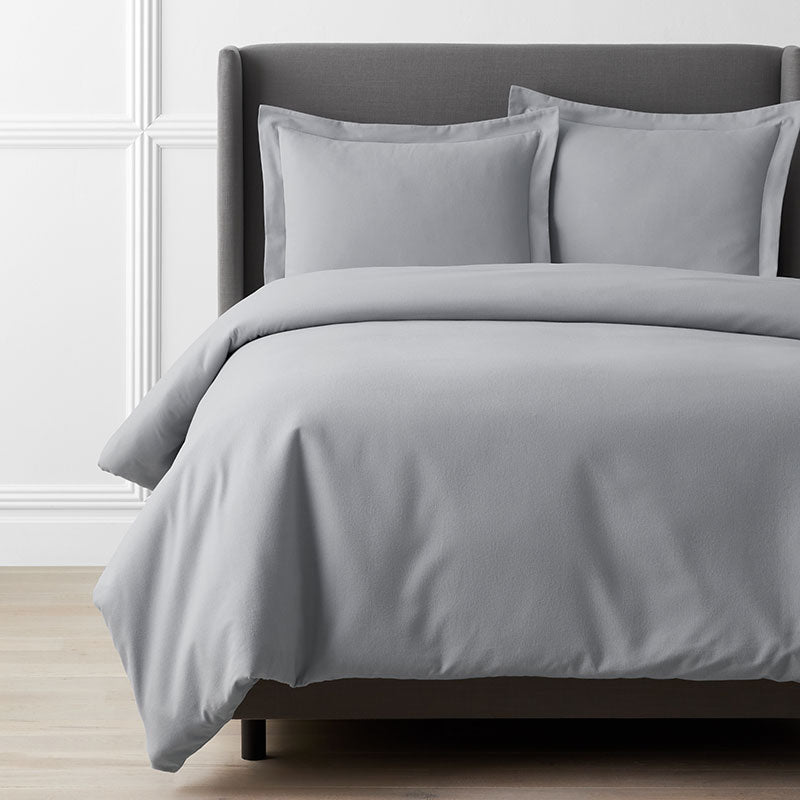 Classic Ultra-Cozy Cotton Velvet Flannel Solid Duvet Cover - Slate Gray, Full