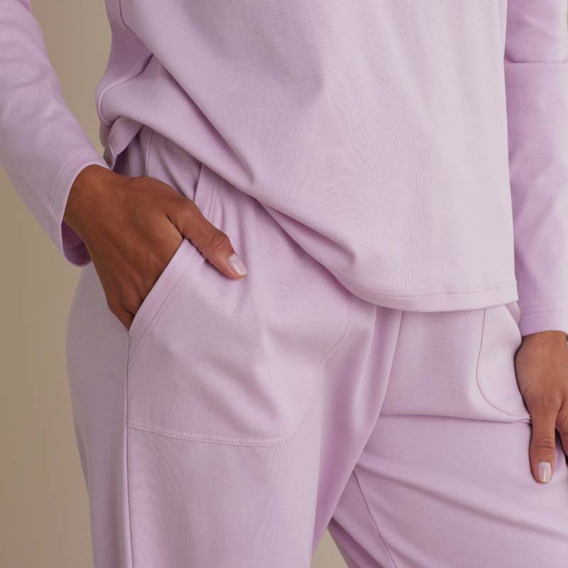 Pima Cotton Women's Jogger Pants Pajama Set - Dusty Pink, XL