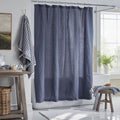 Premium Breathable Washed Linen Solid Shower Curtain - Denim Blue