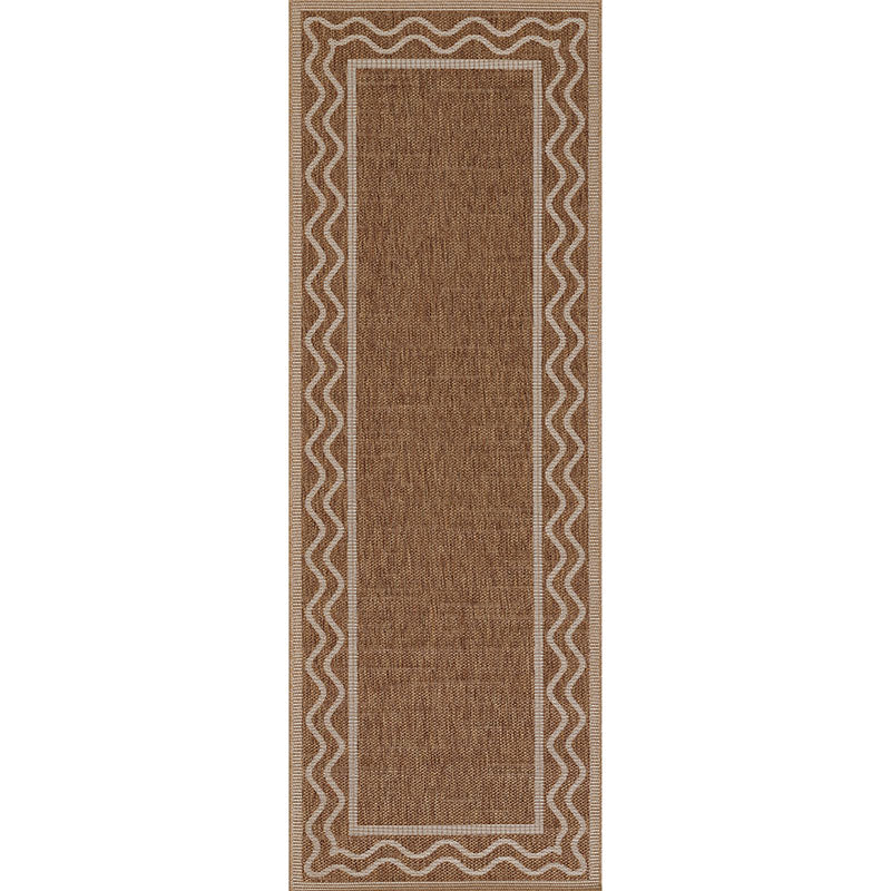 Wave Border Outdoor Rug -  Natural, 2' 7" W x 7' 6" Runner