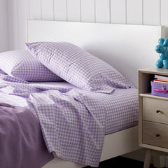 Gingham Classic Cool Organic Cotton Percale Comforter Set - Lilac, Full/Queen
