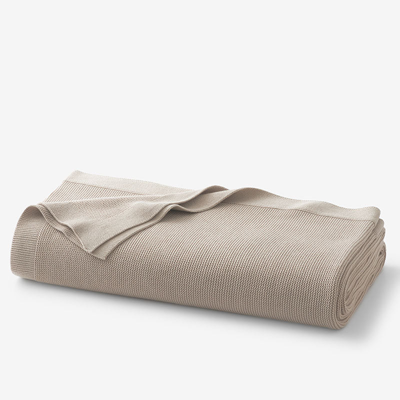 Classic All Season Breathable Cotton Knit Blanket - Taupe, Full/Queen