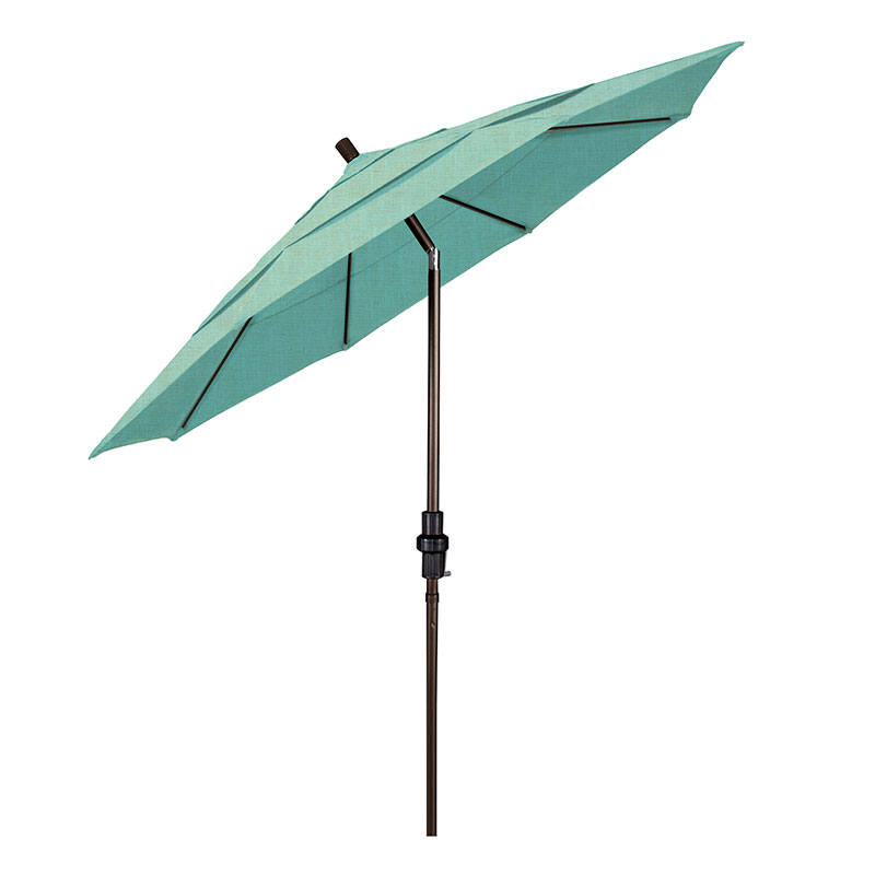 Round Outdoor Patio Umbrella, Fiberglass with Twist Tilt - Bronze Finish, Spectrum Mist, 11'