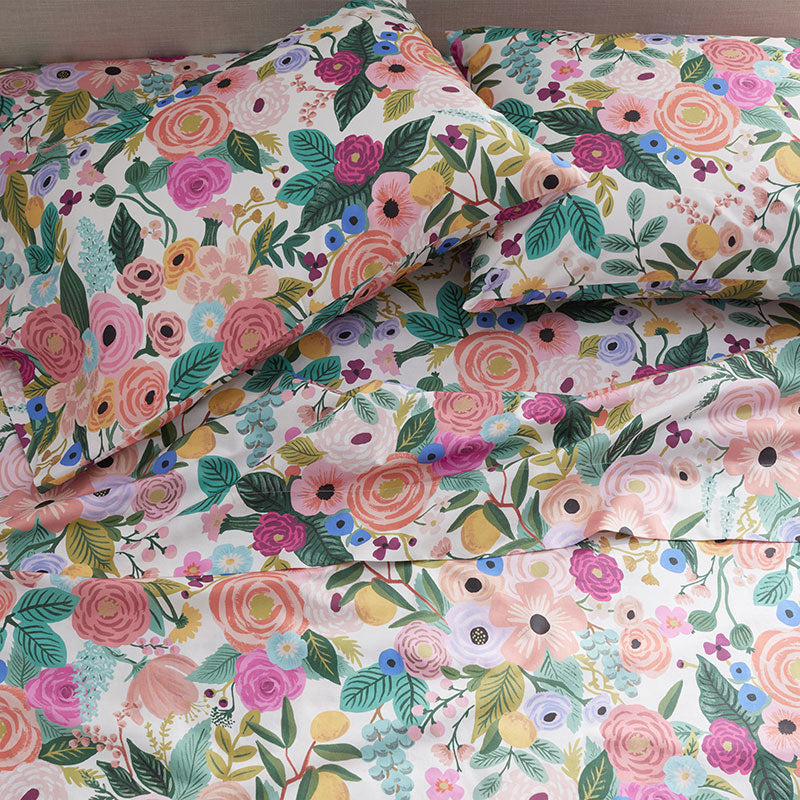 Garden Party Classic Cool Cotton Percale Fitted Bed Sheet - Multi, Full