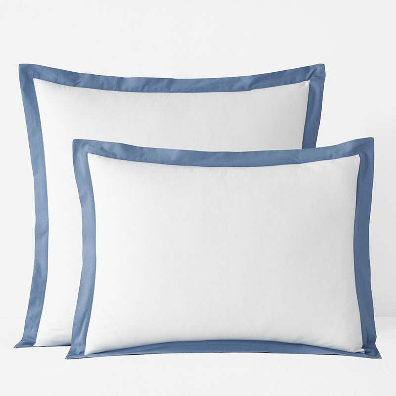 Solid Border Classic Cool Cotton Percale Sham - Slate Blue, Standard