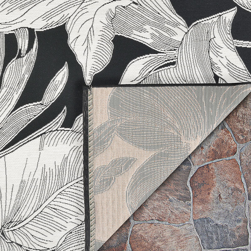 Flora Flat Woven Outdoor Rug - Black, 5' 3" x 7' 6"