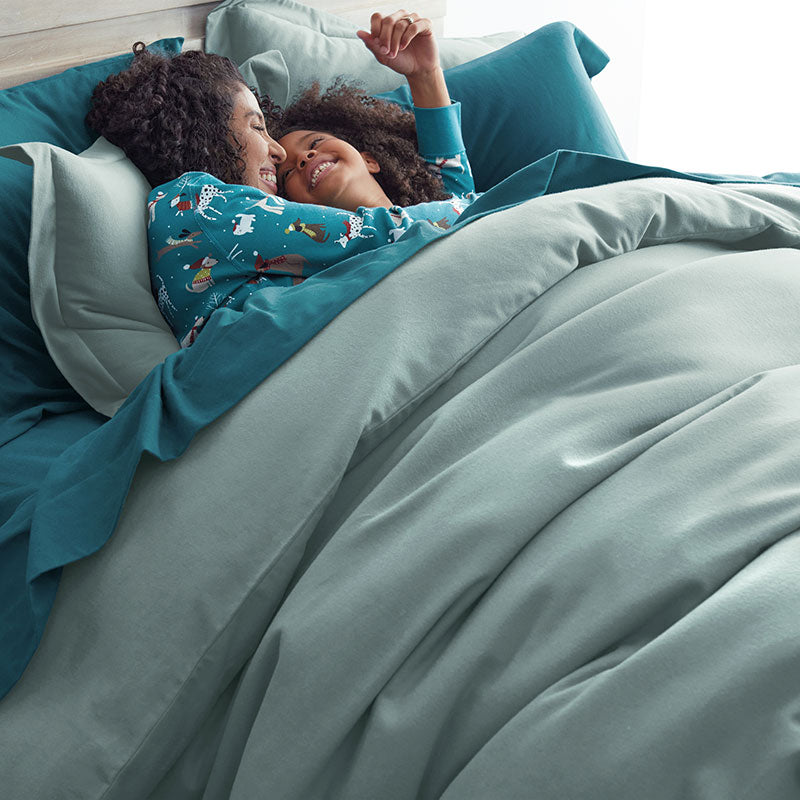 Classic Ultra-Cozy Cotton Velvet Flannel Solid Duvet Cover - Seafoam, King/Cal. King