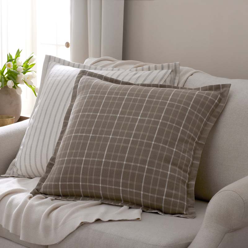 Yarn-Dyed Plaid Reversible Sham - Khaki, Euro