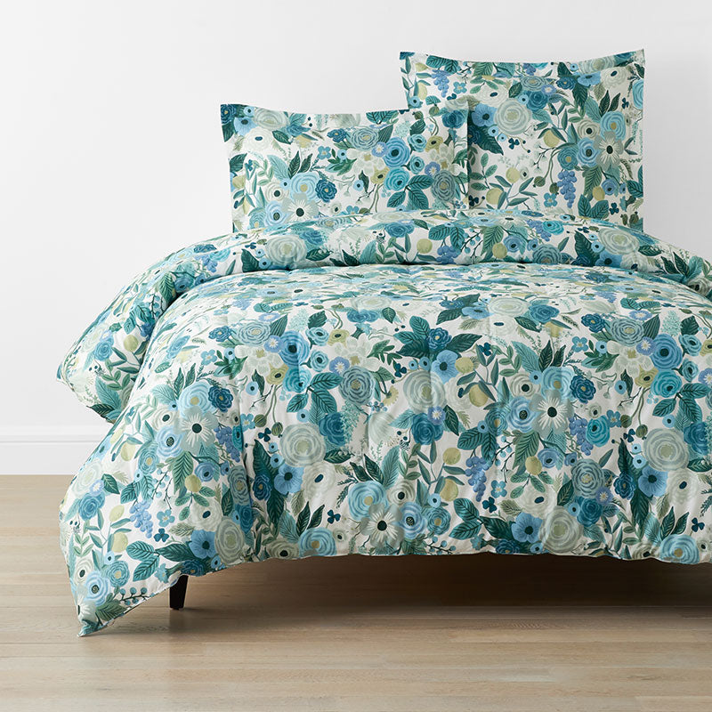 Garden Party Classic Cool Cotton Percale Comforter - Teal, King/Cal. King