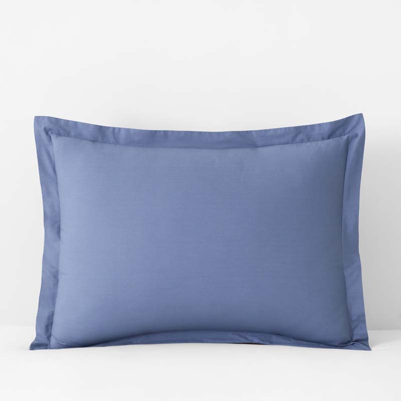 Solid Garment Washed Cotton Percale Sham - Denim Blue, Standard