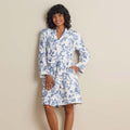 Textured Gauze Cotton Robe - Indigo Floral, XXL