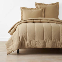Solid Garment Washed Cotton Percale Comforter - Wheat, Twin/Twin XL