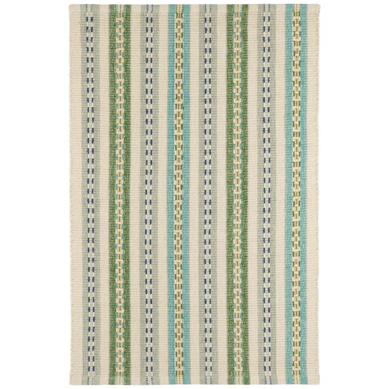 Long Slade Handwoven Cotton Rug - Teal, 2' 6" x 8' Runner