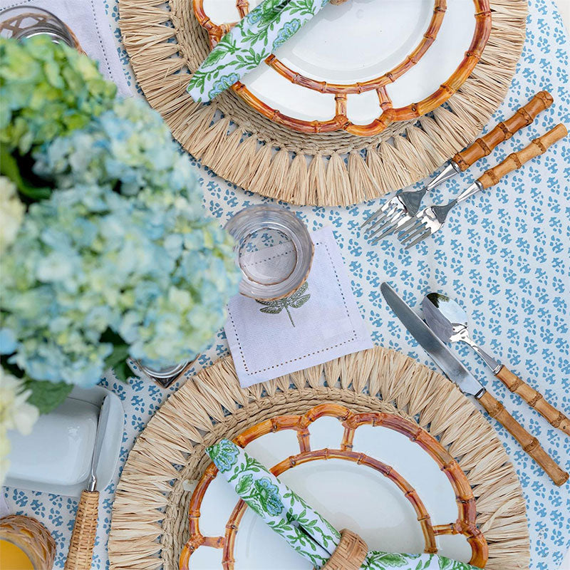 Faux Bamboo Border Melamine Dinner Plates, Set of 4 - White