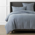Premium Breathable Washed Linen Solid Duvet Cover - Dusty Blue, King/Cal King