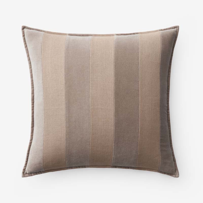 Velvet Linen Stripe Decorative Square Pillow Cover - Taupe, 20 in. x 20 in.