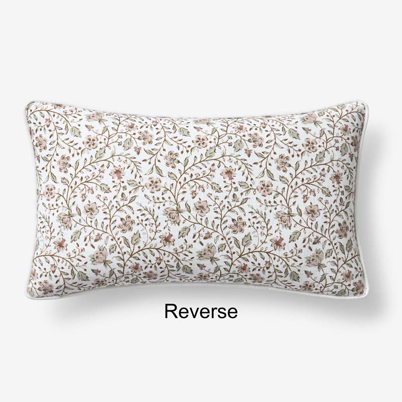 Floral Sprigs Reversible Decorative Lumbar Pillow Cover - Multi, 12 in. x 21 in.