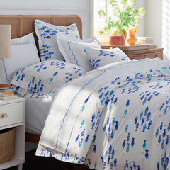 Summer Prints Classic Cool Cotton Percale Duvet Cover - Fish Swim, Twin/Twin XL