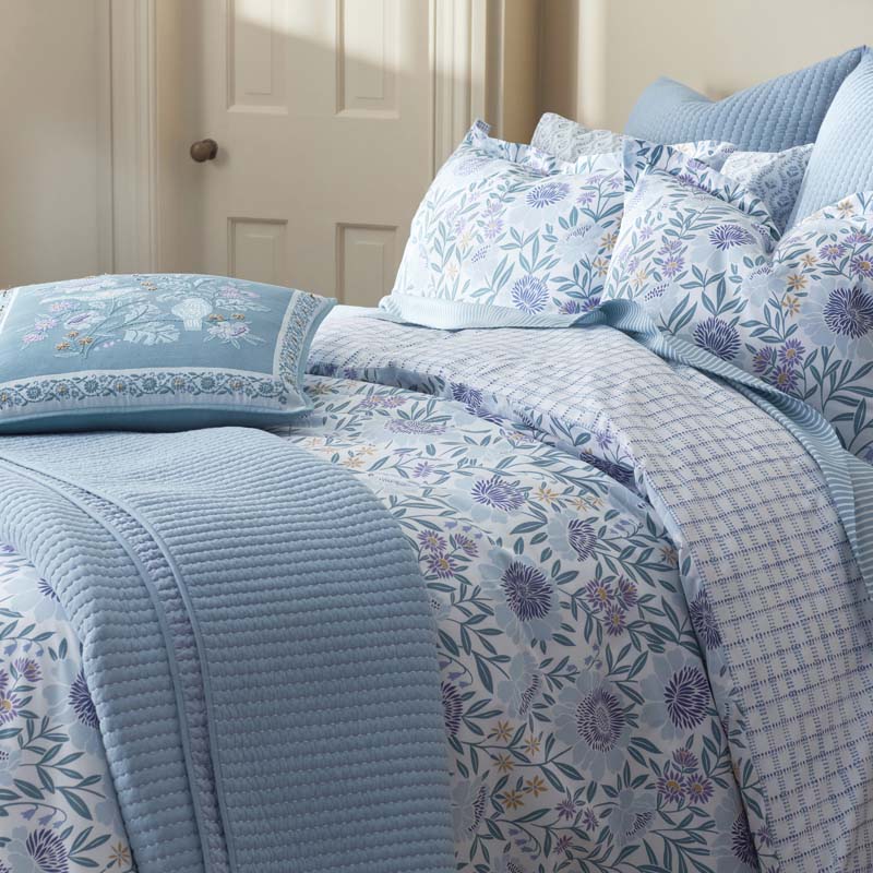 Tira Floral Classic Cool Cotton Percale Reversible Sham - Floral Blue, King