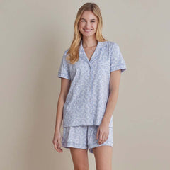Printed Peruvian Cotton Women's Shorts Set - Bergen Blue, L
