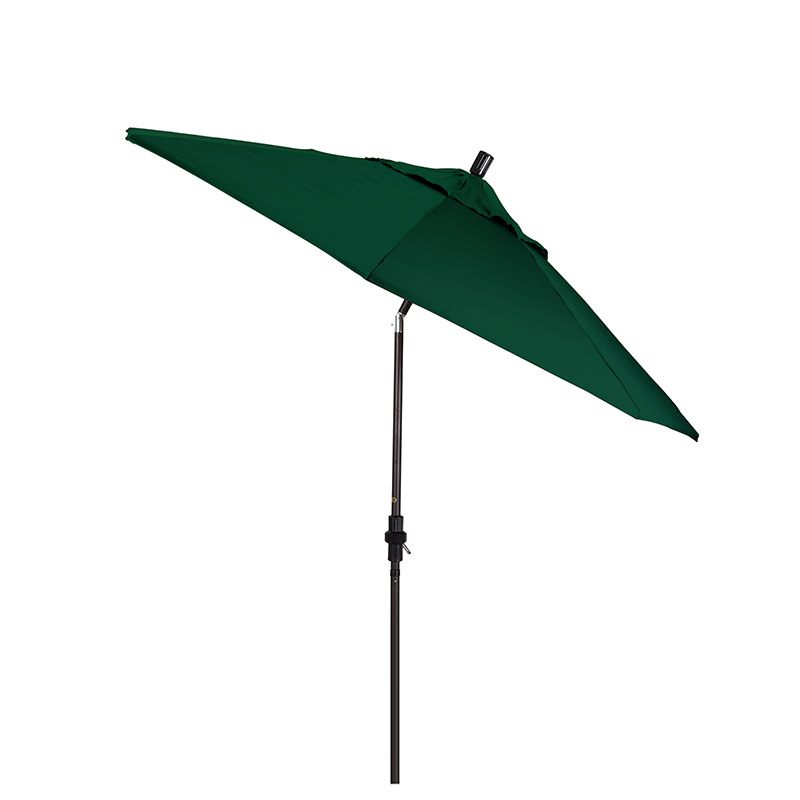 Round Outdoor Patio Umbrella, Fiberglass with Twist Tilt - Bronze Finish, Forest Green, 9'