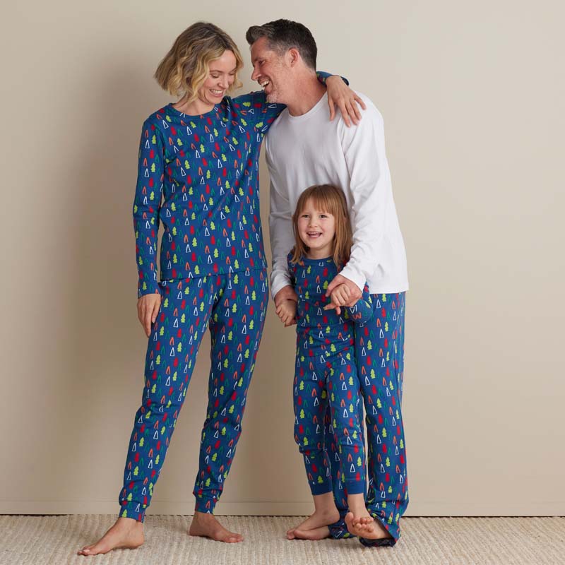 Family Printed Peruvian Cotton Kid's Pajama Set - Holiday Trees, 3T