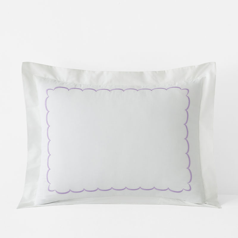 Scallop Embroidered Premium Cool Egyptian Percale Sham - Lavender, Standard