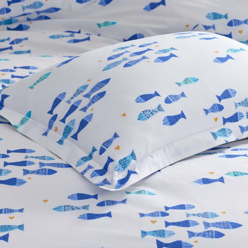 Summer Prints Classic Cool Cotton Percale Duvet Cover - Fish Swim, Twin/Twin XL