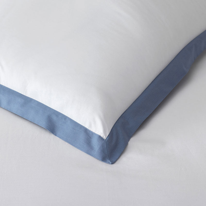 Solid Border Classic Cool Cotton Percale Duvet Cover - Slate Blue, Full/Queen